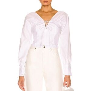 NICHOLAS Tatum Long Sleeve Corset Top, White, Sz. 4